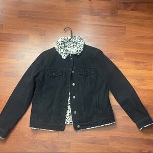 Black Denim Jacket with Faux Fur Lining
